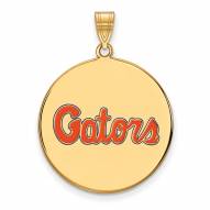 Florida Gators Sterling Silver Gold Plated Extra Large Enameled Disc Pendant