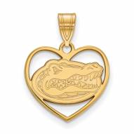 Florida Gators Sterling Silver Gold Plated Heart Pendant