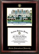 Florida International Golden Panthers Gold Embossed Diploma Frame with Campus Images Lithograph