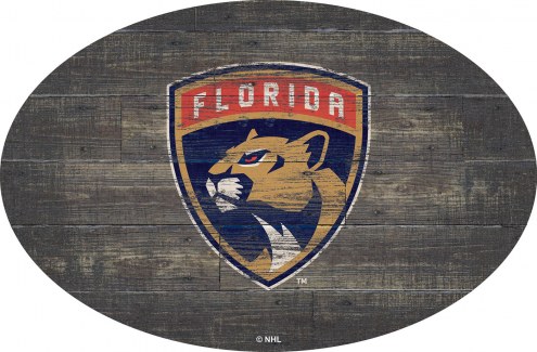 Florida Panthers 46&quot; Distressed Wood Oval Sign