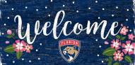 Florida Panthers 6" x 12" Floral Welcome Sign