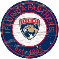 Florida Panthers Distressed Round Sign