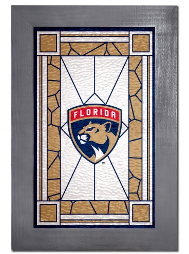 Florida Panthers Stained Glass with Frame