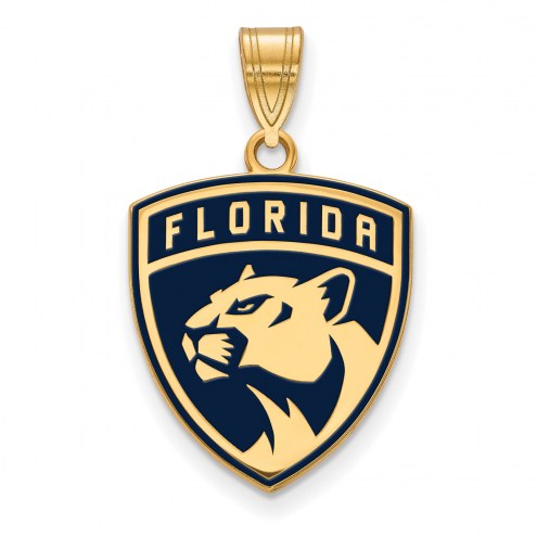 Florida Panthers Sterling Silver Gold Plated Large Enameled Pendant