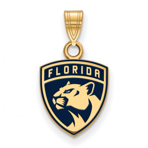 Florida Panthers Sterling Silver Gold Plated Small Enameled Pendant