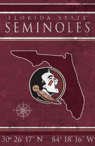 Florida State Seminoles 17&quot; x 26&quot; Coordinates Sign