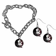 Florida State Seminoles Chain Bracelet & Dangle Earring Set