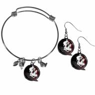 Florida State Seminoles Dangle Earrings & Charm Bangle Bracelet Set