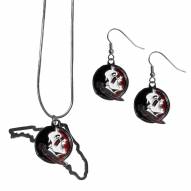 Florida State Seminoles Dangle Earrings & State Necklace Set