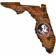 Florida State Seminoles Distressed State with Logo Sign
