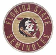 Florida State Seminoles Round State Wood Sign