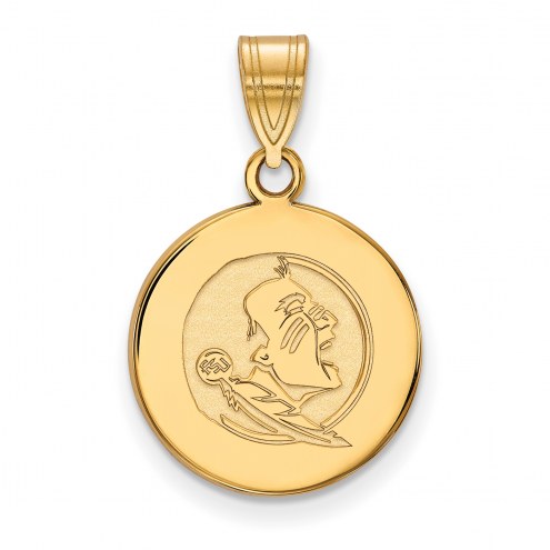 Florida State Seminoles Sterling Silver Gold Plated Medium Disc Pendant