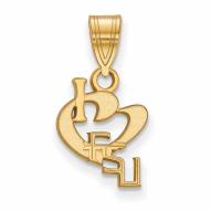Florida State Seminoles Sterling Silver Gold Plated Small I Love Logo Pendant
