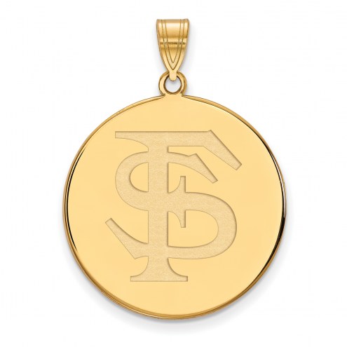 Florida State Seminoles Sterling Silver Gold Plated Extra Large Disc Pendant