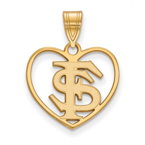 Florida State Seminoles Sterling Silver Gold Plated Heart Pendant