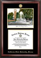 Fresno State Bulldogs Gold Embossed Diploma Frame with Campus Images Lithograph