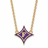 Furman Paladins Sterling Silver Gold Plated Large Enameled Pendant Necklace