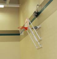 Gared Fold-Up Wall Mount Basketball Hoop with Steel Board and Electric Height Adjuster