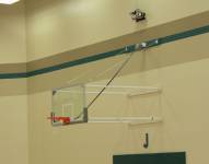 Gared Fold-Up Wall Mount Basketball Hoop with Glass Board and Electric Height Adjuster