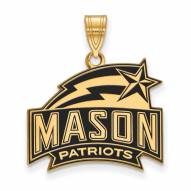 George Mason Patriots Sterling Silver Gold Plated Large Enameled Pendant