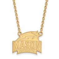 George Mason Patriots Sterling Silver Gold Plated Large Pendant Necklace
