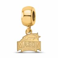 George Mason Patriots Sterling Silver Gold Plated Extra Small Dangle Bead
