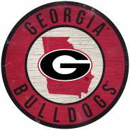 Georgia Bulldogs 12" Circle with State Sign