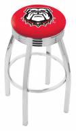 Georgia Bulldogs Chrome Swivel Barstool with Ribbed Accent Ring
