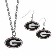 Georgia Bulldogs Dangle Earrings & Chain Necklace Set