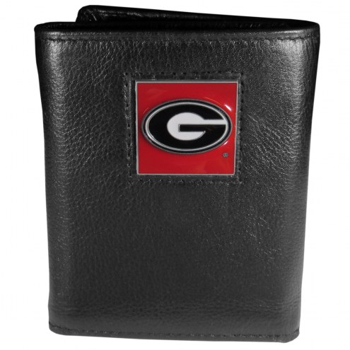 Georgia Bulldogs Deluxe Leather Tri-fold Wallet in Gift Box