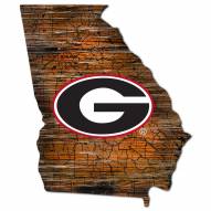 Georgia Bulldogs Distressed State with Logo Sign