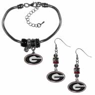 Georgia Bulldogs Euro Bead Earrings & Bracelet Set