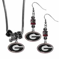 Georgia Bulldogs Euro Bead Earrings & Necklace Set