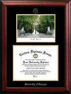 Georgia Bulldogs Gold Embossed Diploma Frame with Campus Images Lithograph