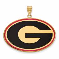 Georgia Bulldogs Sterling Silver Gold Plated Extra Large Enameled Pendant