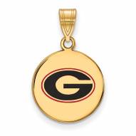 Georgia Bulldogs Sterling Silver Gold Plated Medium Enameled Disc Pendant