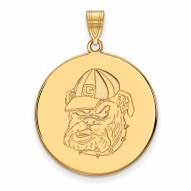 Georgia Bulldogs Sterling Silver Gold Plated Extra Large Disc Pendant