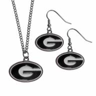 Georgia Bulldogs Dangle Earrings & Chain Necklace Set