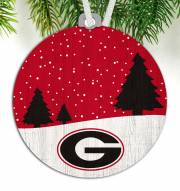 Georgia Bulldogs Snow Scene Ornament