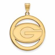 Georgia Bulldogs Sterling Silver Gold Plated Large Circle Pendant