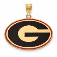Georgia Bulldogs Sterling Silver Gold Plated Large Enameled Pendant