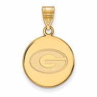 Georgia Bulldogs Sterling Silver Gold Plated Medium Disc Pendant