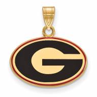 Georgia Bulldogs Sterling Silver Gold Plated Small Enameled Pendant