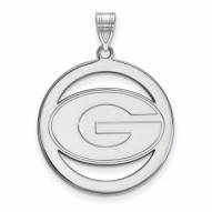 Georgia Bulldogs Sterling Silver Large Circle Pendant