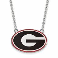 Georgia Bulldogs Sterling Silver Large Enameled Pendant Necklace