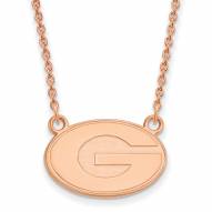 Georgia Bulldogs Sterling Silver Rose Gold Plated Small Pendant Necklace