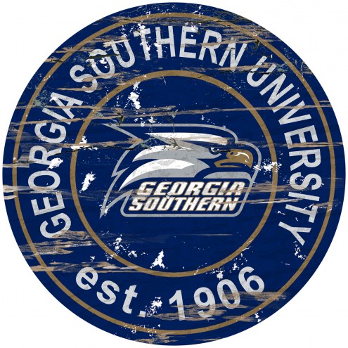 Georgia Southern Eagles Distressed Round Sign