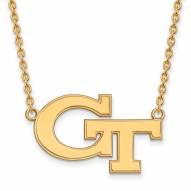 Georgia Tech Yellow Jackets Sterling Silver Gold Plated Large Pendant Necklace