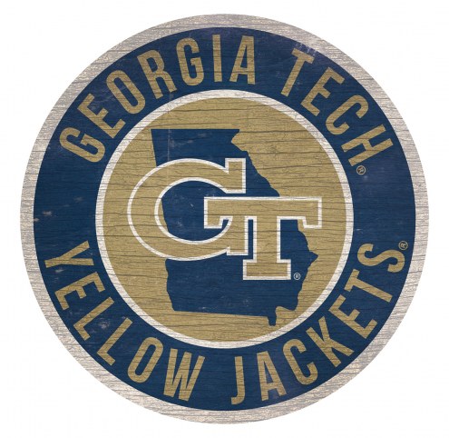 Georgia Tech Yellow Jackets 12&quot; Circle with State Sign