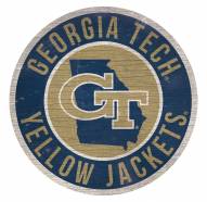 Georgia Tech Yellow Jackets 12" Circle with State Sign